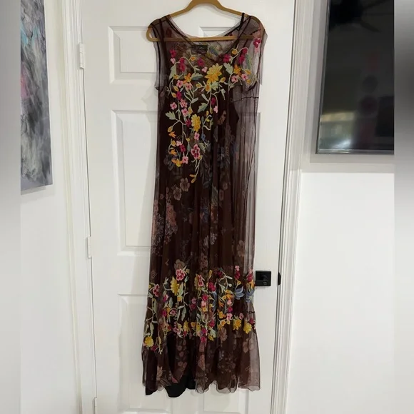 Biya Johnny Was Mesh Embroidered Maxi Dress - Picture 2 of 3